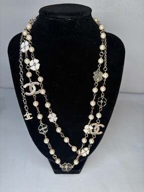 Elegant Designer Inspired Faux Pearl with Floral accents